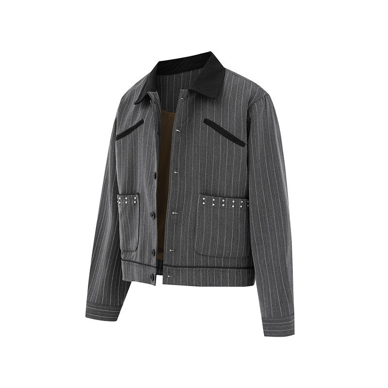 UNIKCOSA UrbanSoul Color Blocking Collar Jacket Casual 💫