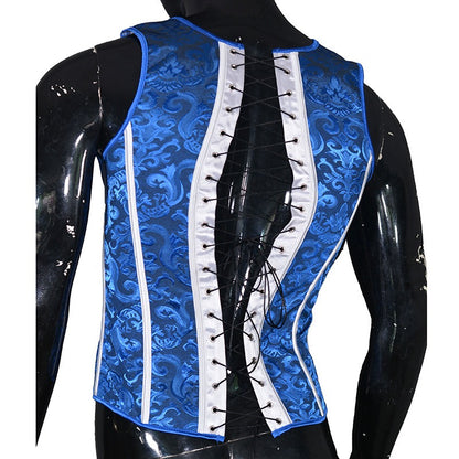 UNIKCOSA NoirFit Blue Jacquard Waistcoat Shapewear For Men💫