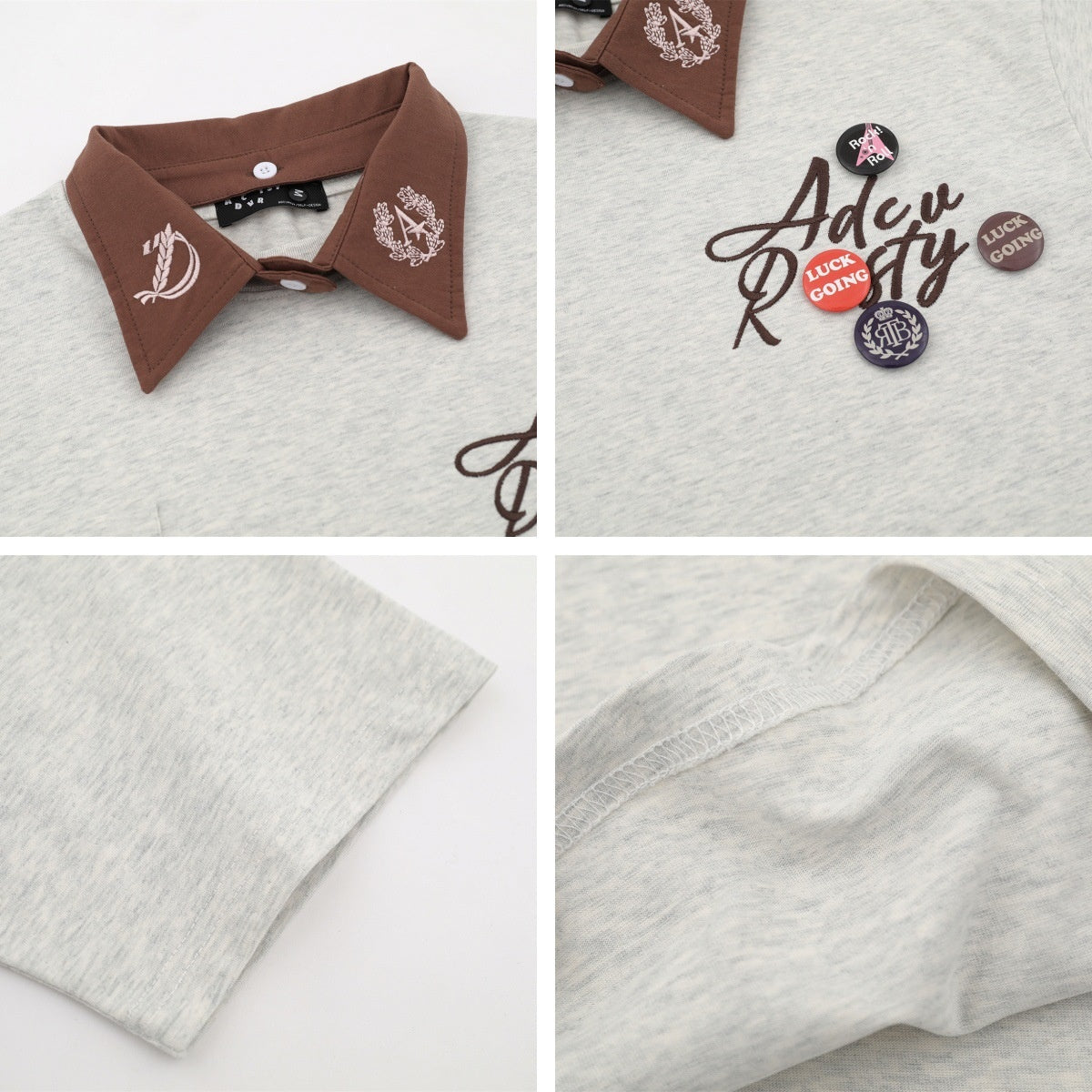 UNIKCOSA LuxeEase Badge Embroidery Detachable Collar Tee 💫