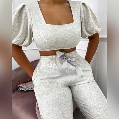 UNIKCOSA UrbanSoul Lantern Sleeve Tee and High Waist Pants 💫