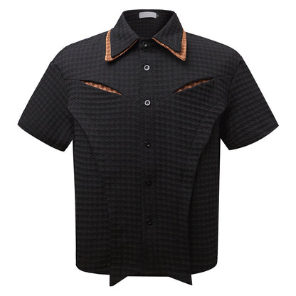 UNIKCOSA NoirFit Patchwork Deconstructed Short Sleeve Shirt🔥