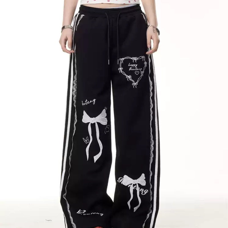 UNIKCOSA Velora Vintage Bow Lace Straight Leg Pants 💫