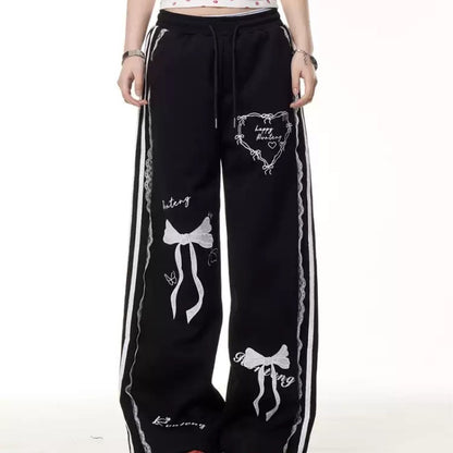 UNIKCOSA Velora Vintage Bow Lace Straight Leg Pants 💫