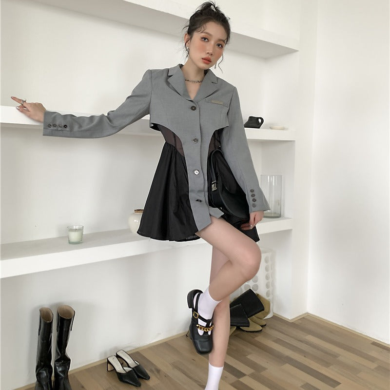 UNIKCOSA LuxeEase Preppy Girly Mesh Stitching Dress Skirt 💫