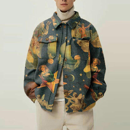 UNIKCOSA UrbanSoul Autumn Printed Lapel Jacket Men's Coat 💫