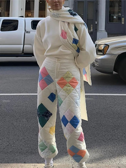 UNIKCOSA DiamondLace Printed Strap Jacket & Pants Set