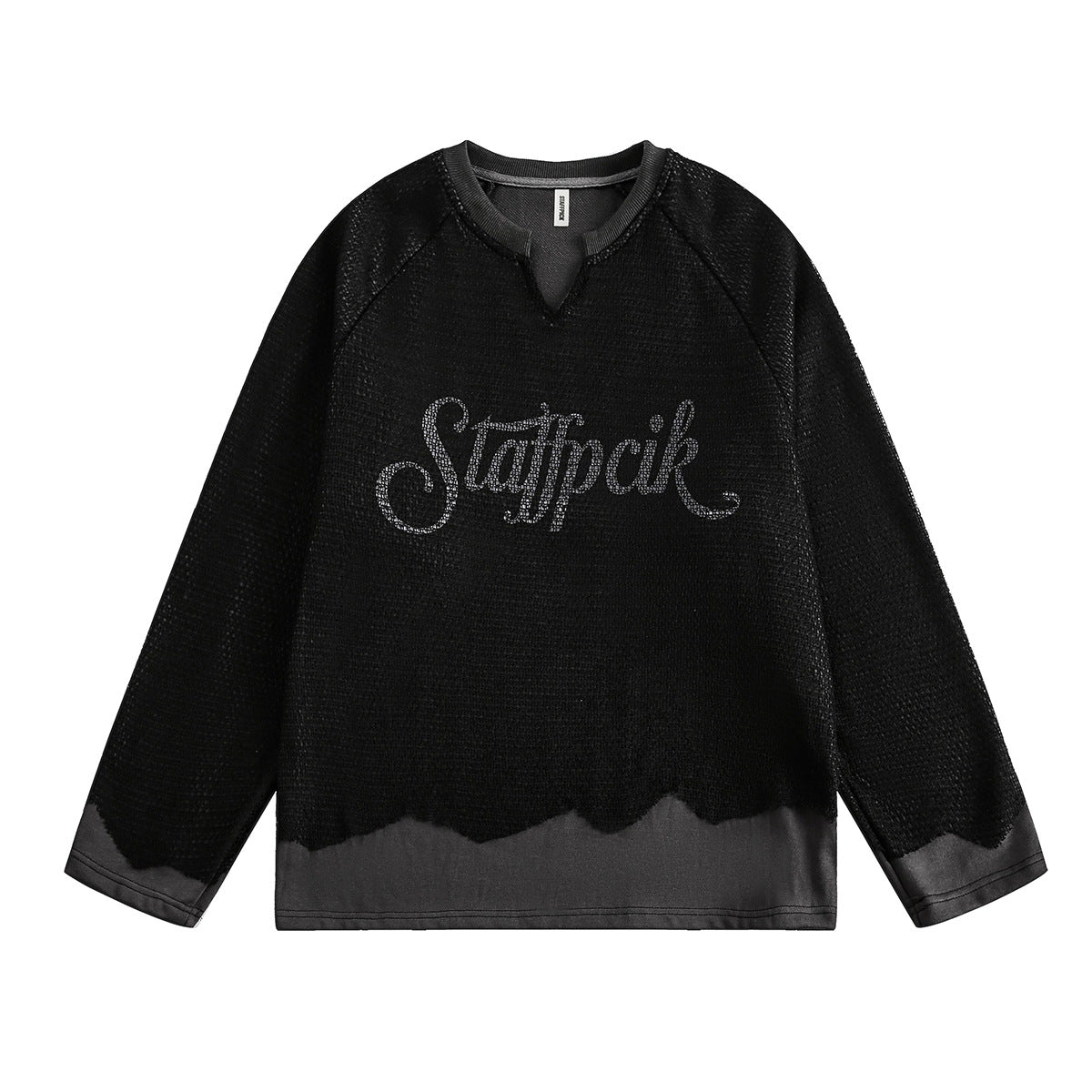 UNIKCOSA NoirFit Hollow Out Damaged Mesh Spliced Sweatshirt💫