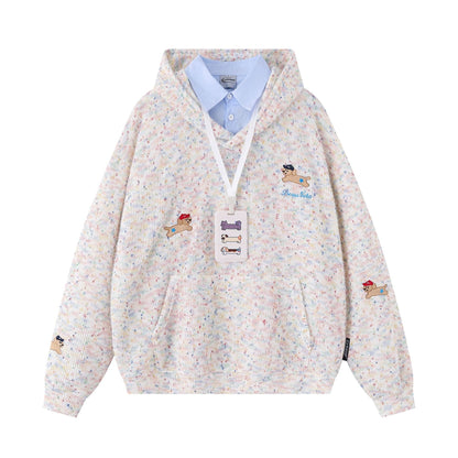 UNIKCOSA RetroMuse Colorful Dog Embroidery Hoodie 💫