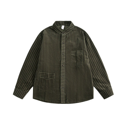 UNIKCOSA Velora Stand Up Collar Striped Long Sleeve Shirt 💫