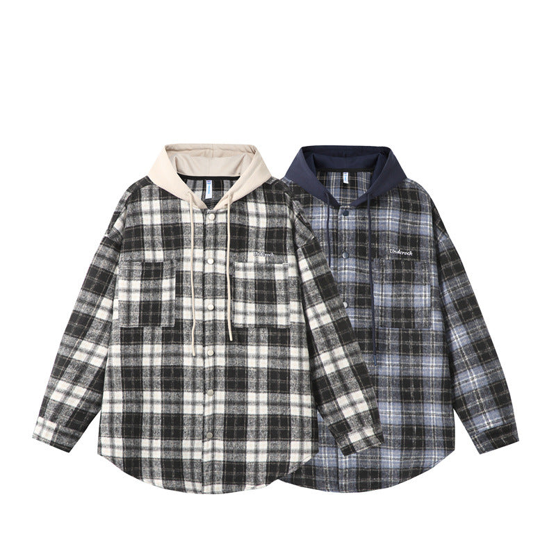 UNIKCOSA LuxeEase Checkered Hooded Shirt For Men Casual 💫