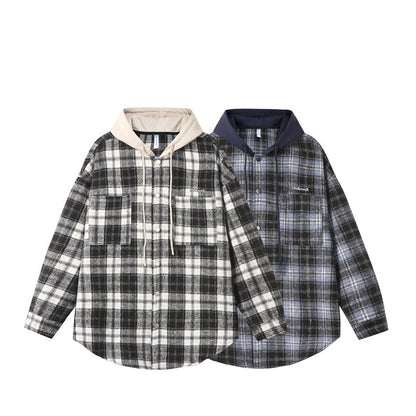 UNIKCOSA LuxeEase Checkered Hooded Shirt For Men Casual 💫