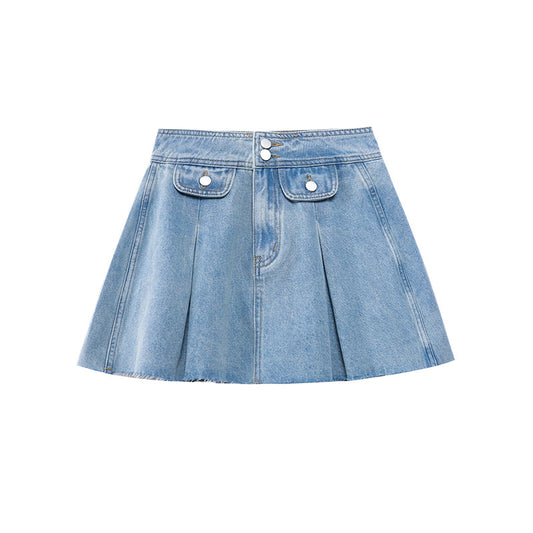 UNIKCOSA RetroMuse Denim Short Skirt Slim Fit Light Blue 🌸