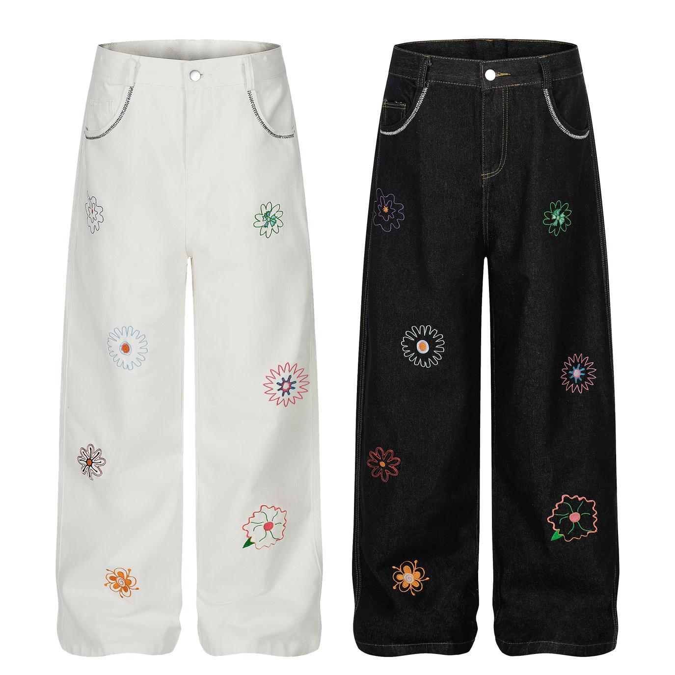 UNIKCOSA Velora Denim Jeans Embroidered Sunflower 🌸