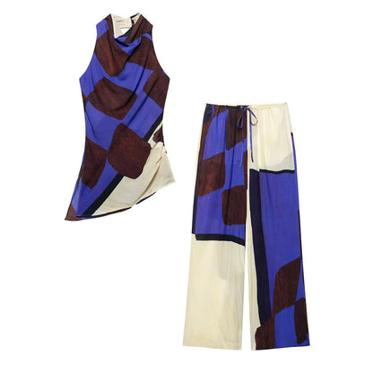 UNIKCOSA SkyMuse 2-Piece Halter Top & High-Waist Pant Set for Women 💙