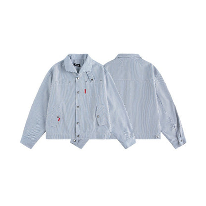 UNIKCOSA UrbanSoul Striped Clean Fit Notched Collar Jacket💫