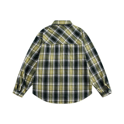 UNIKCOSA UrbanSoul Green Plaid Loose Workwear Shirt 🌆