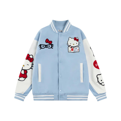 UNIKCOSA Velora CatLuxe Varsity PU ColorBlock Jacket 💫