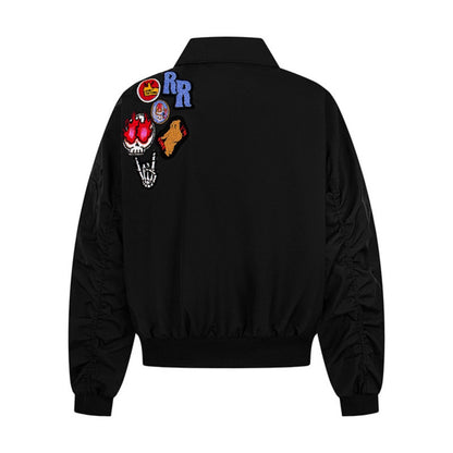 UNIKCOSA NoirFit Plush Coat Embroidered Baseball Jacket 💫