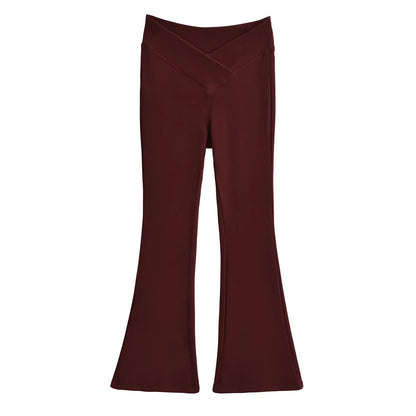 UNIKCOSA NoirFit Black V Shaped Cross Waist Flared Pants 💫