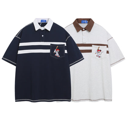 UNIKCOSA Velora Colorblock Embroidered Collar Tee Mens 💫