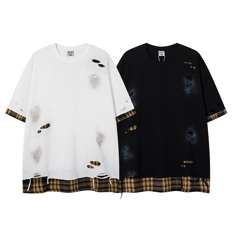 UNIKCOSA UrbanSoul Plaid Short Sleeve T Shirt For Men 💫