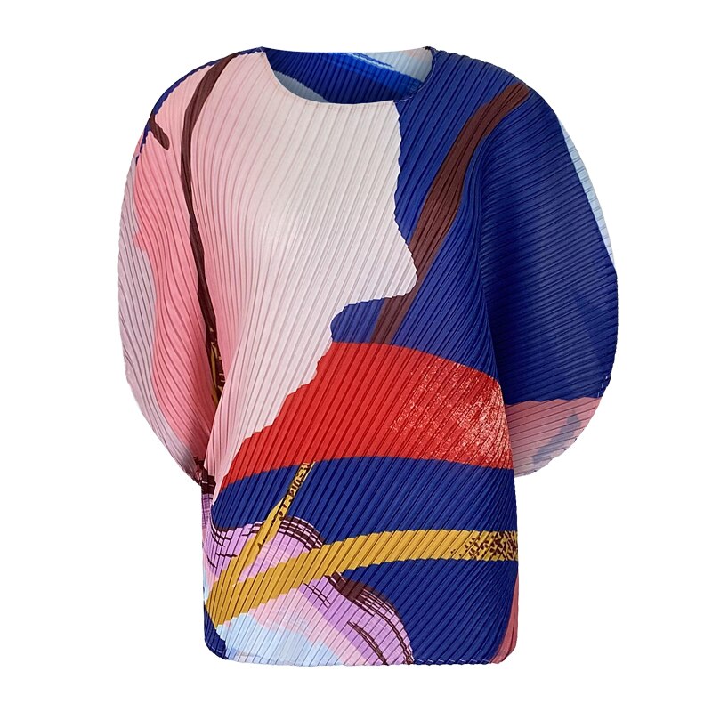 UNIKCOSA LuxeEase Ocean Print Bat Sleeve Top Korean Style 💫