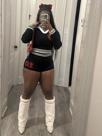 UNIKCOSA NoirFit Two Piece Set Lapel Top And Shorts 💫