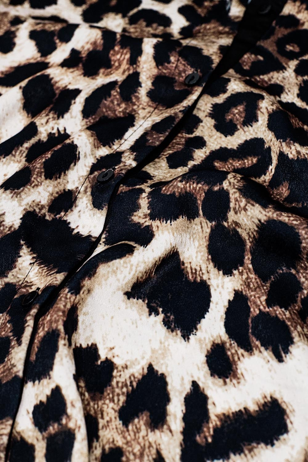 leopard shirt with black satin detail