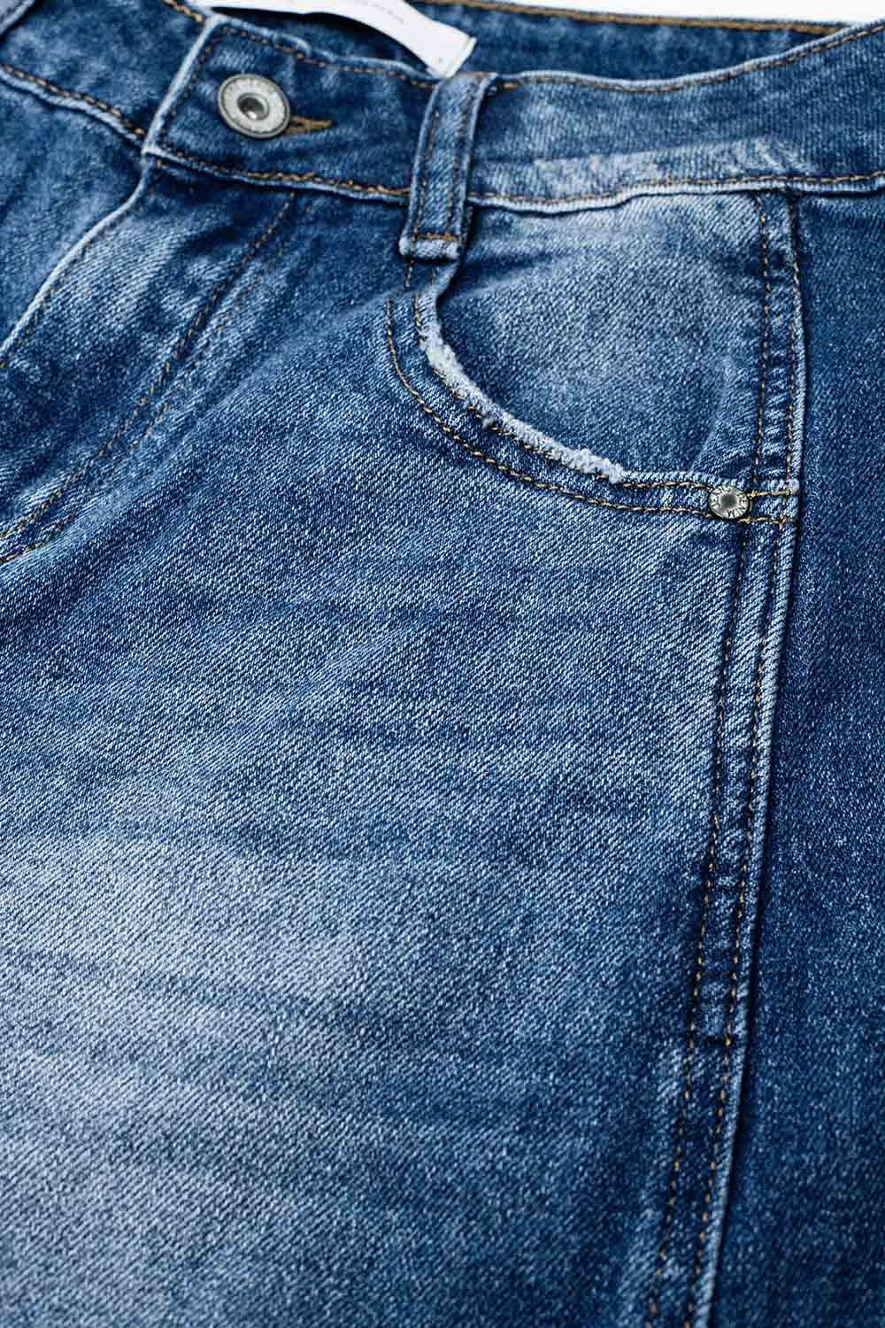 UNIKCOSA Blue Side-Seam Balloon-Leg Jeans