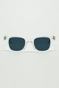 Retro Round Sunglasses With Smoke Black Lense and Transparent Frame