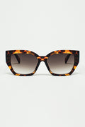 geometric polarized sunglasses with gradient dark lenses and tortoise shell