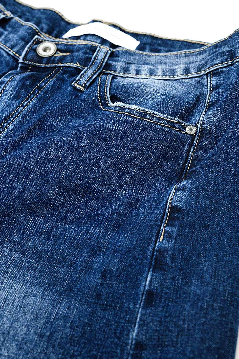Extra wide leg washed denim with side seam