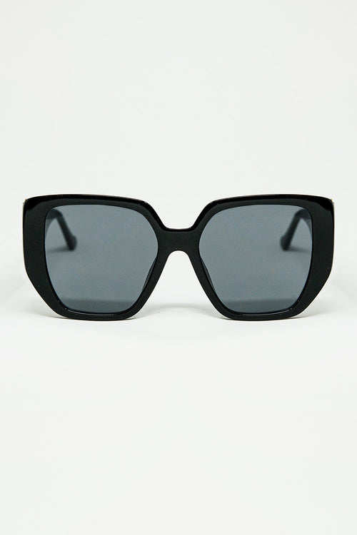 Black pin-up style sunglasses with geometric design and cat eyes — view 1 of 3