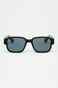 Black Chunky Square Sunglasses In Crystal Grey