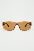 Oval Sunglasses with High Gloss Transparent Camel Frames