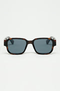 Brown Chunky Square Sunglasses In Crystal Grey