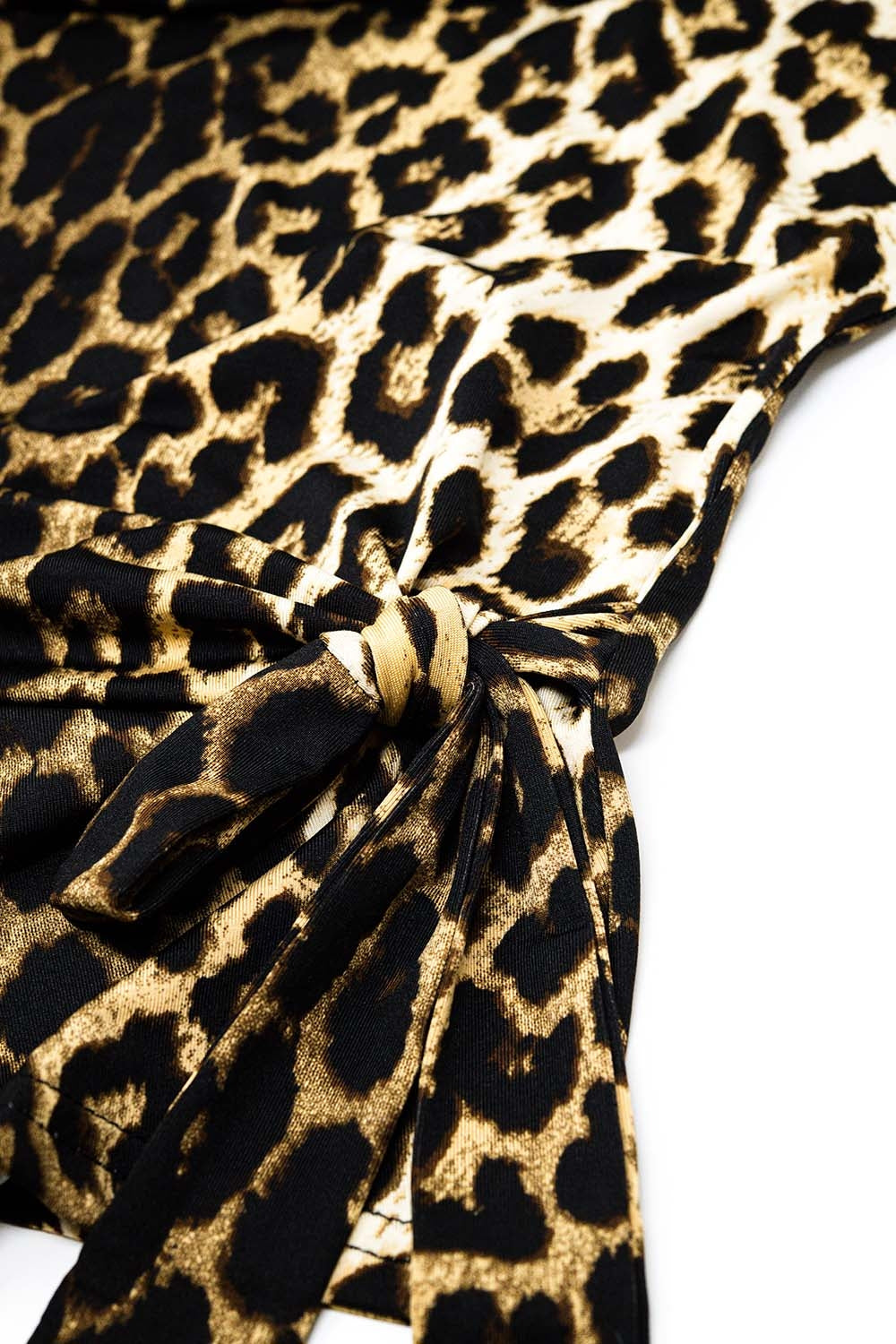 Leopard print Spandex t-shirt with bow detail