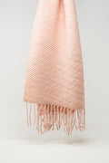 Pink scarf in soft and fluffy fabric with fringes