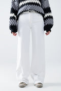 white wide leg high rise Pants