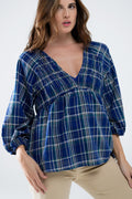 Babydoll Plaid Shirt in Blue and Green