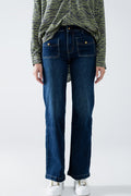 Straight Leg Jeans With Front Pockets and Button