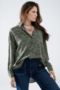 Zebra Printed  Shirt in Green