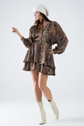 chiffon dress in brown leopard print