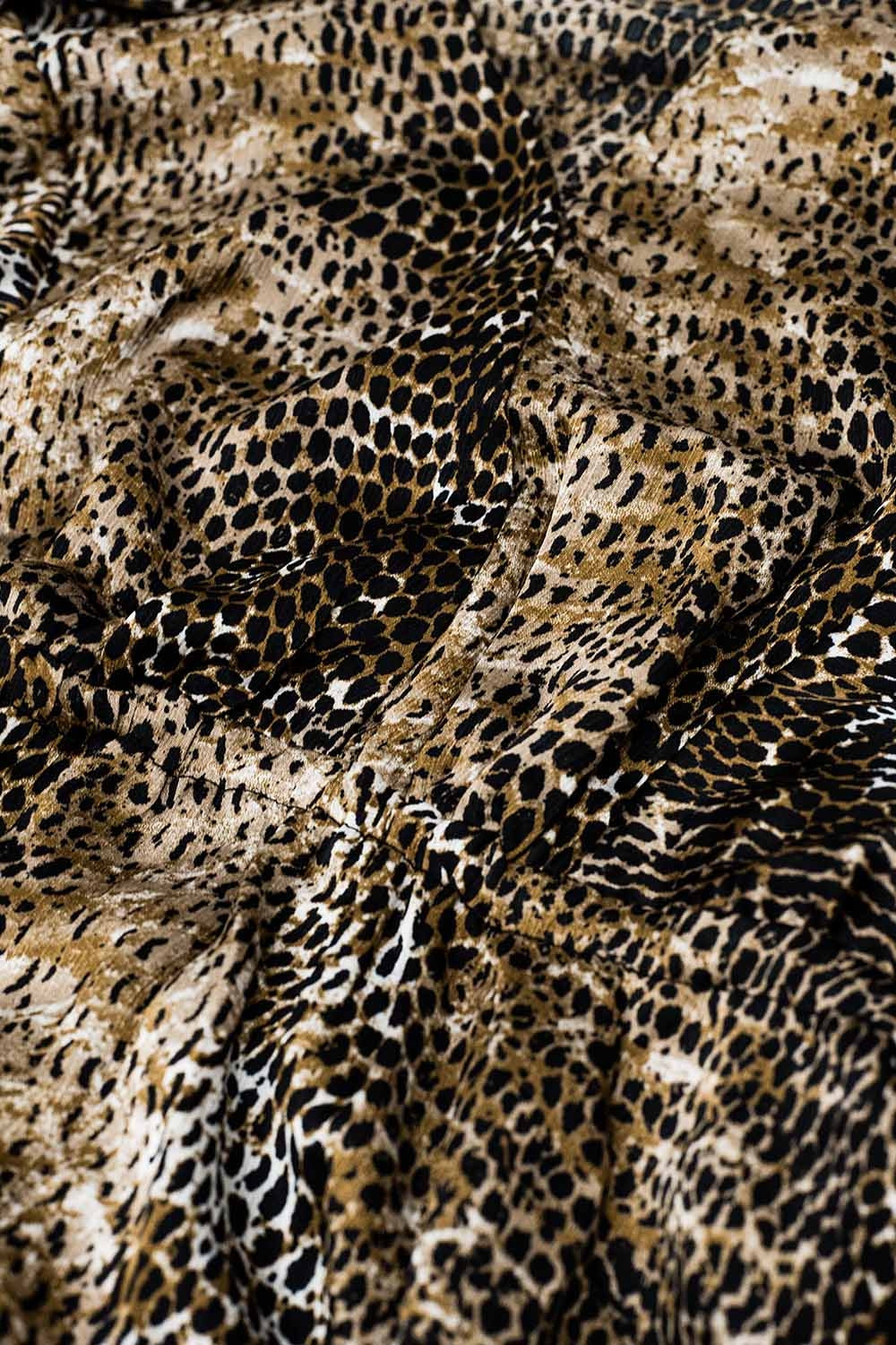 chiffon dress in brown leopard print