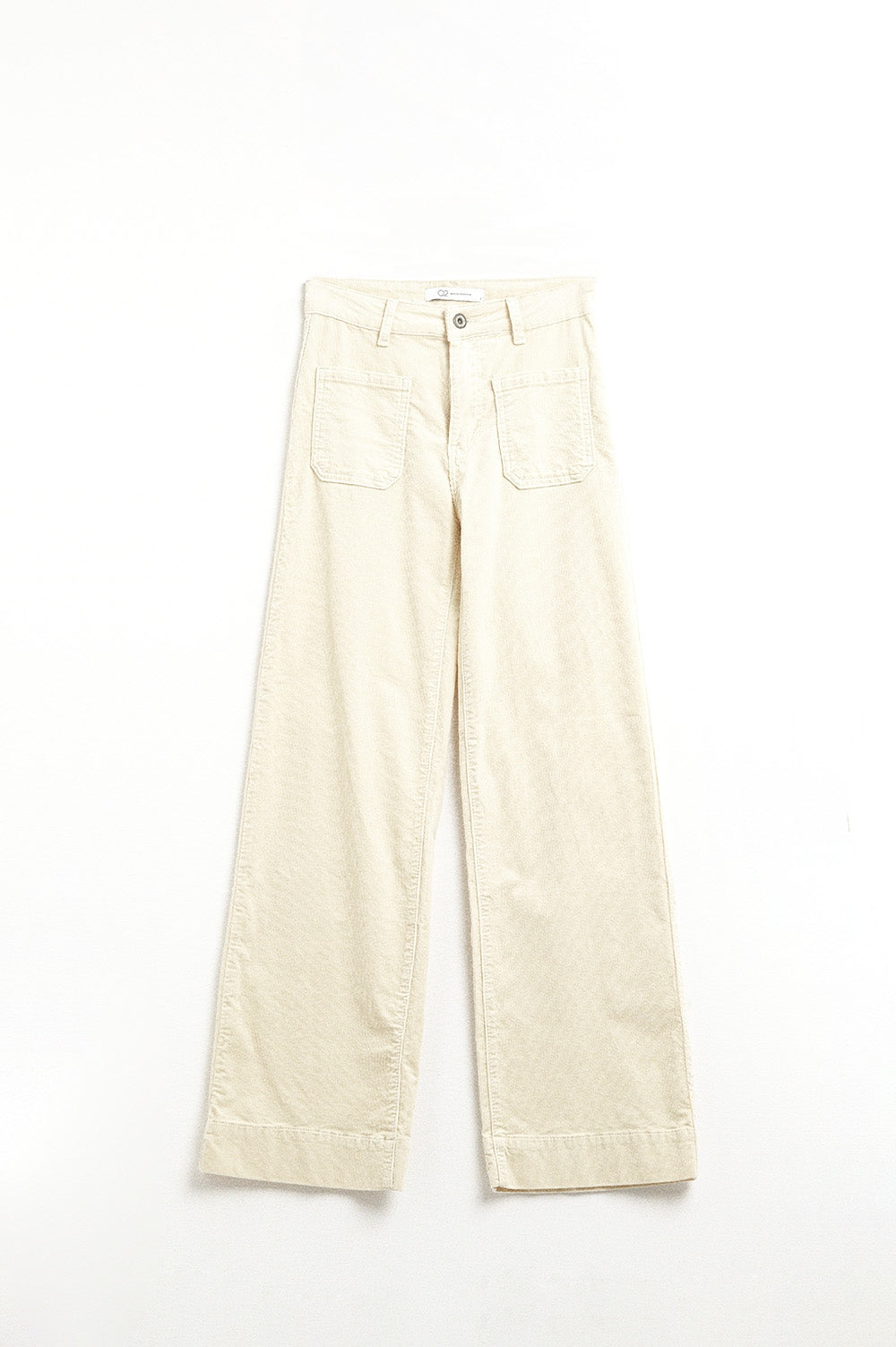 Straight Leg Corduroy Jeans in Ecru with pockets