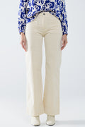 Straight Leg Corduroy Jeans in Ecru with pockets