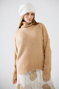 Beige turtleneck jumper with dropped sleeves