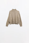 chunky knit sweater in beige with turtleneck