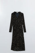 Black dress in mesh fabric with star print