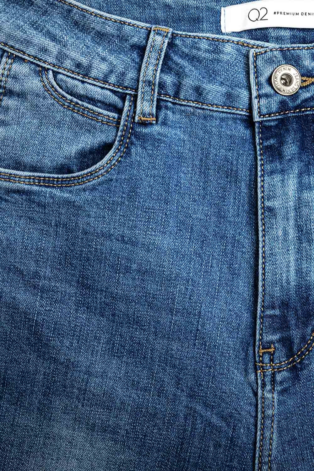 straight fit cuffed jeans with mid wash
